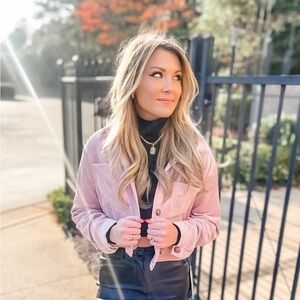 Pink Shacket NWT Corduroy Mauve Long Sleeve Soft Cropped Jacket Button Up Shirt